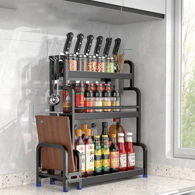 Étagère de rangement de cuisine multifonction en acier inoxydable