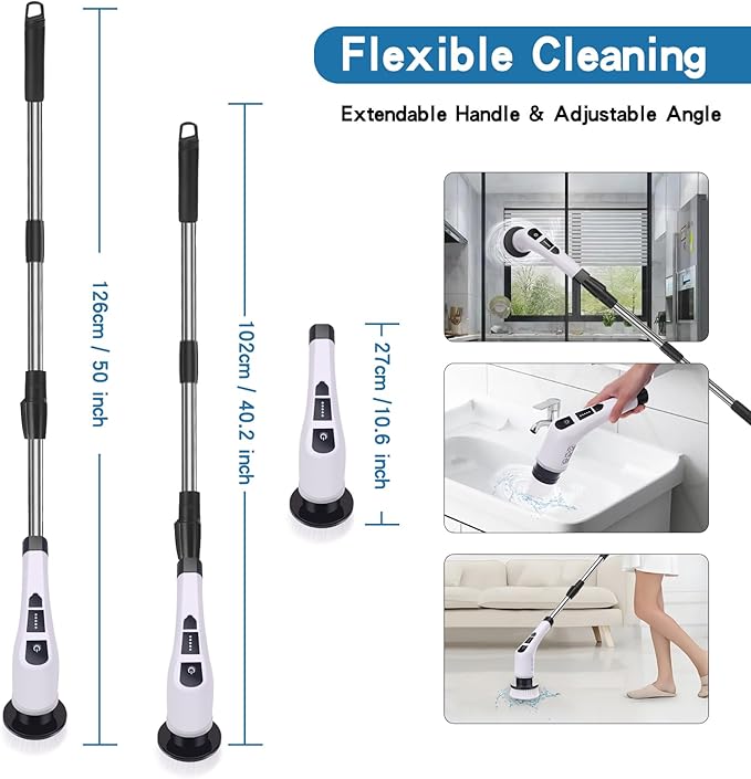 Brosse Électrique de Nettoyage 9 en 1 – Multi-Usage avec Accessoires Interchangeables