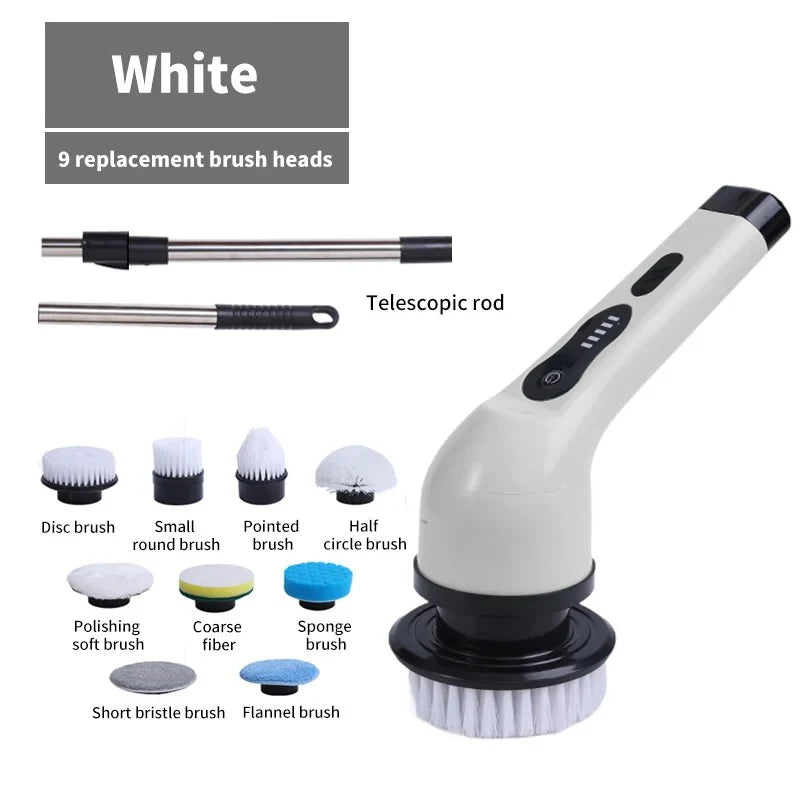 Brosse Électrique de Nettoyage 9 en 1 – Multi-Usage avec Accessoires Interchangeables