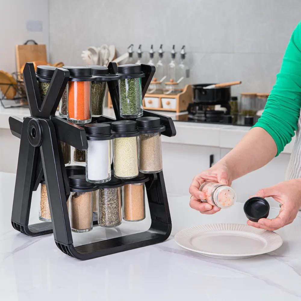 Étagère à épices rotative à 360 ° 18 pots à épices pour étagère de cuisine